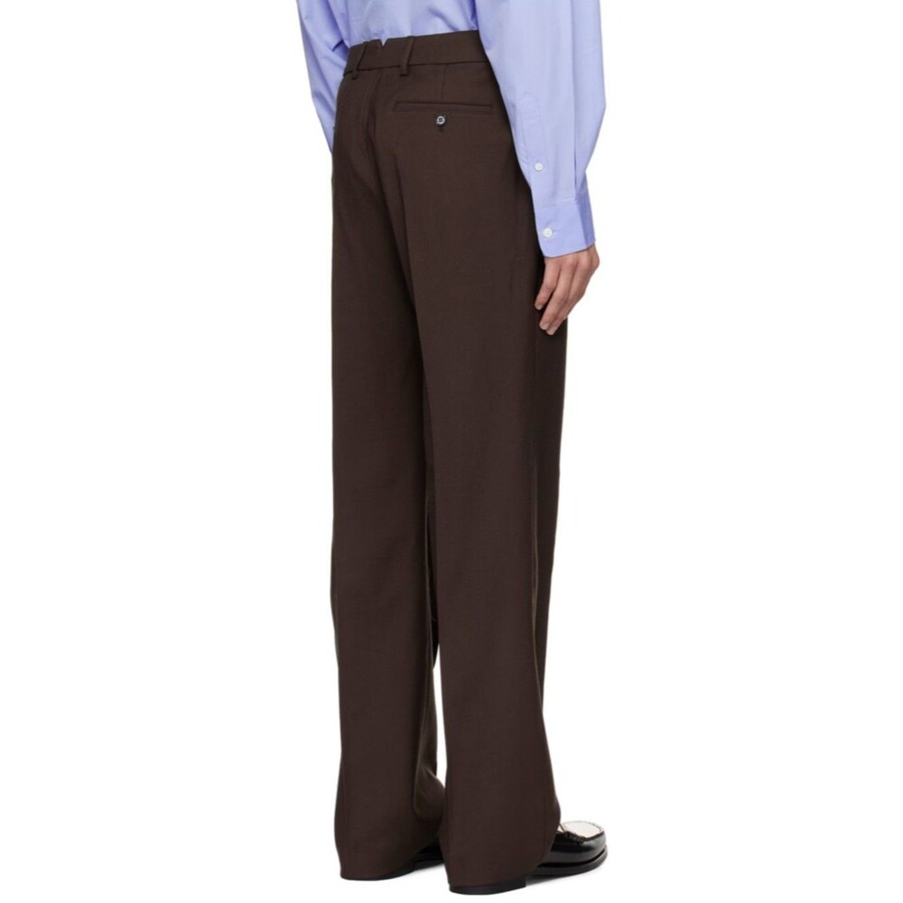 AMI Paris Straight Fit Trousers Soft Wool Gabardine 221 Dark Coffee 42 - Picture 3 of 12